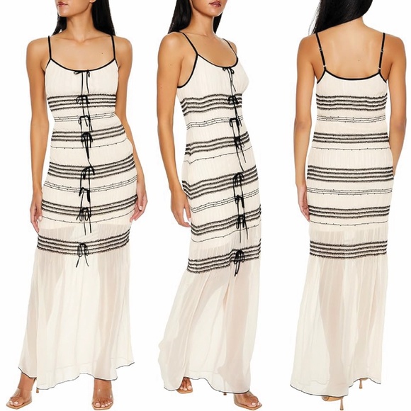 Forever 21 Dresses & Skirts - NWOT | Forever 21 Striped Organza Cami Maxi Dress Women's Size M Bow Embellished